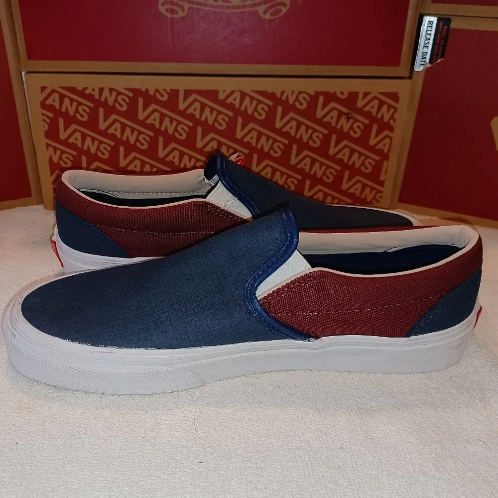 Vans Men's 8/Women's 9.5 Classic Slip On (textured Suede) Sailor Blue/Port